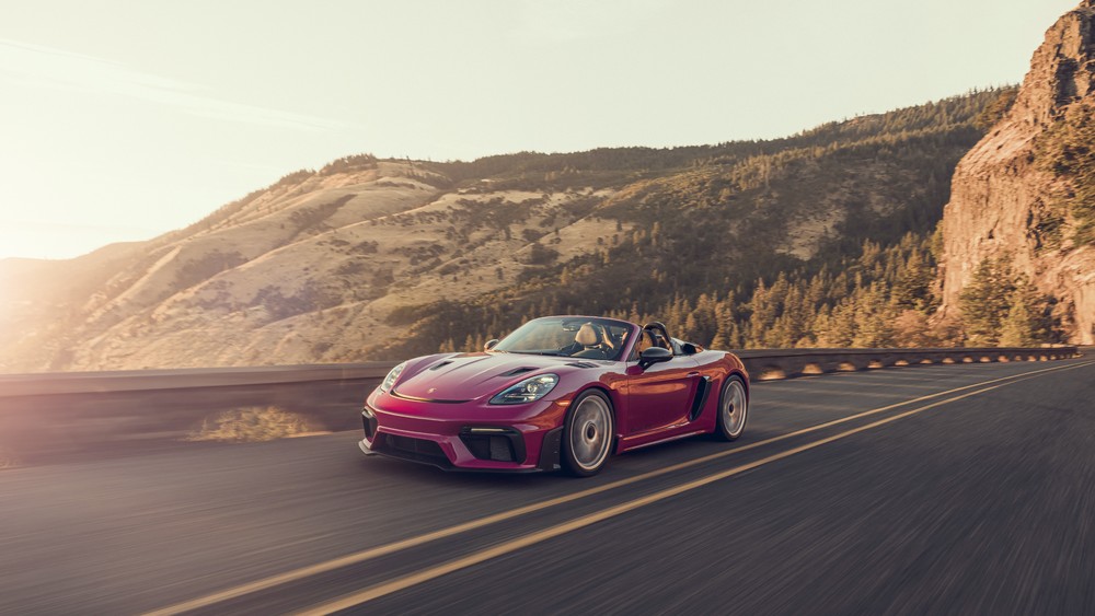 Porsche 718 Cayman GT4 RS on a coastal road