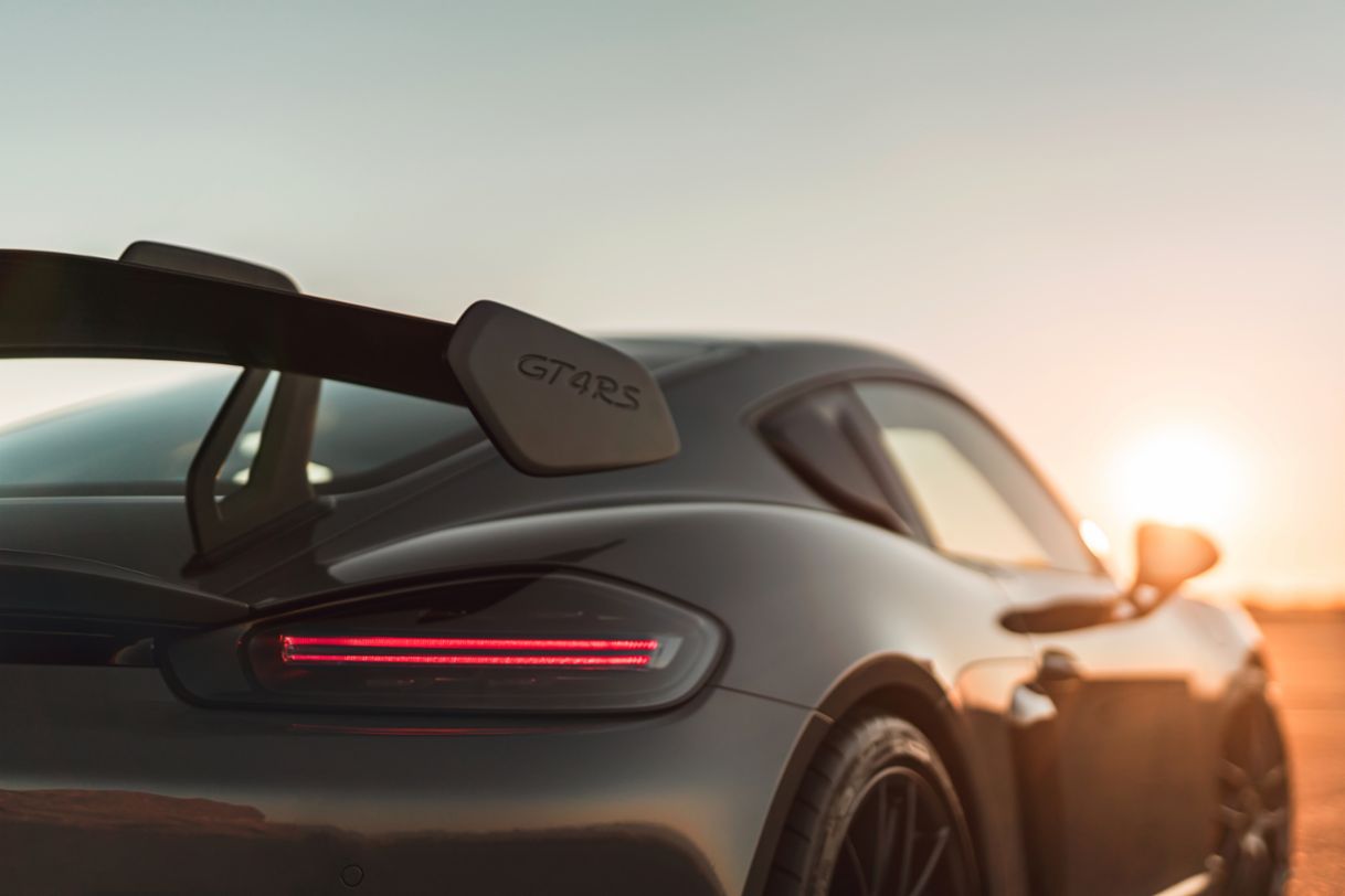 Rear three-quarter view of the 718 Cayman GT4