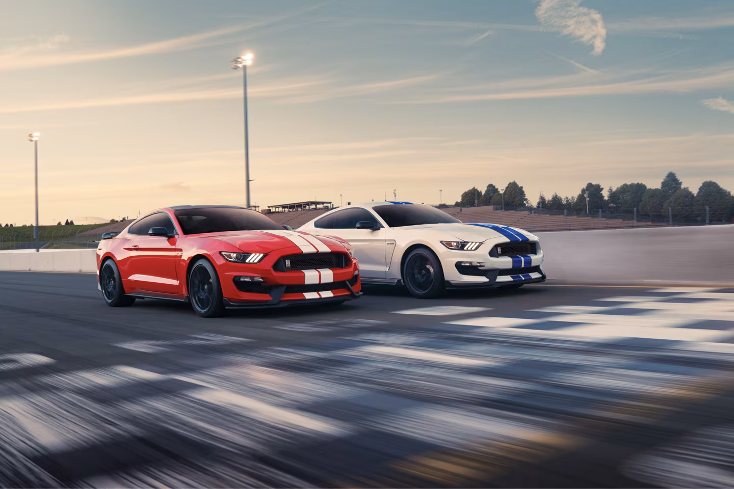 GT350R on track at speed through a corner