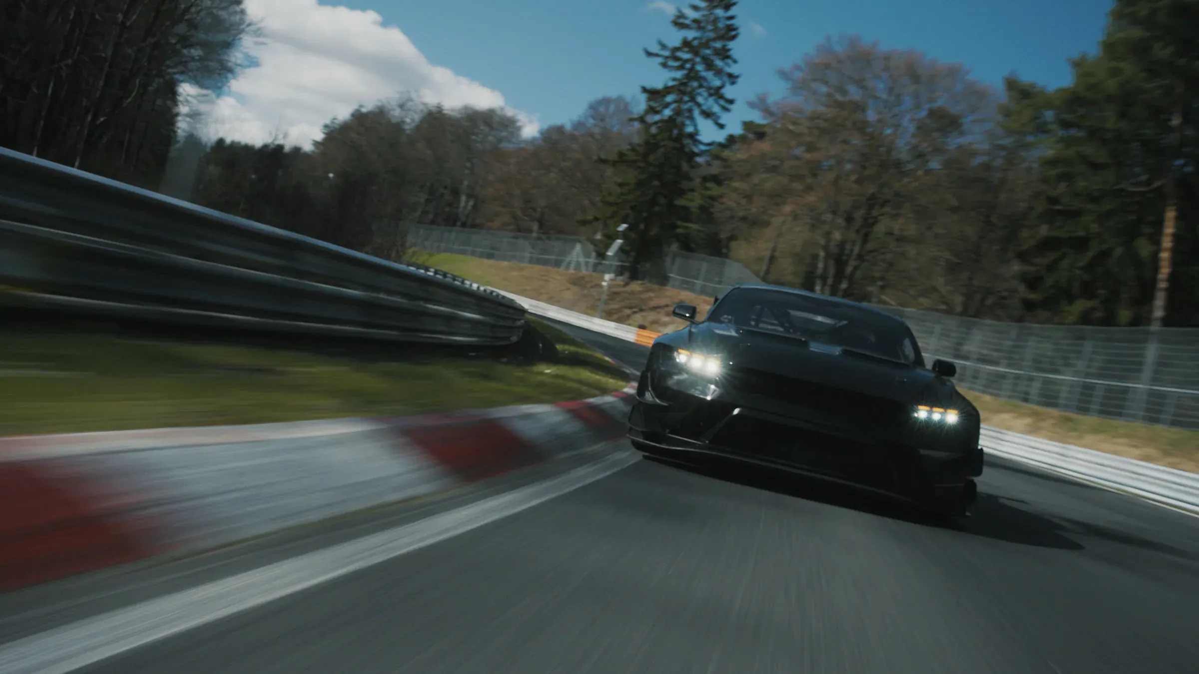 Ford Mustang GTD at speed on the Nurburgring Nordschleife